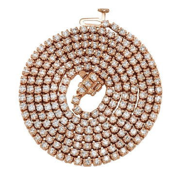 14k Rose Gold Tennis Chain 22 Inches 5.40 Ctw